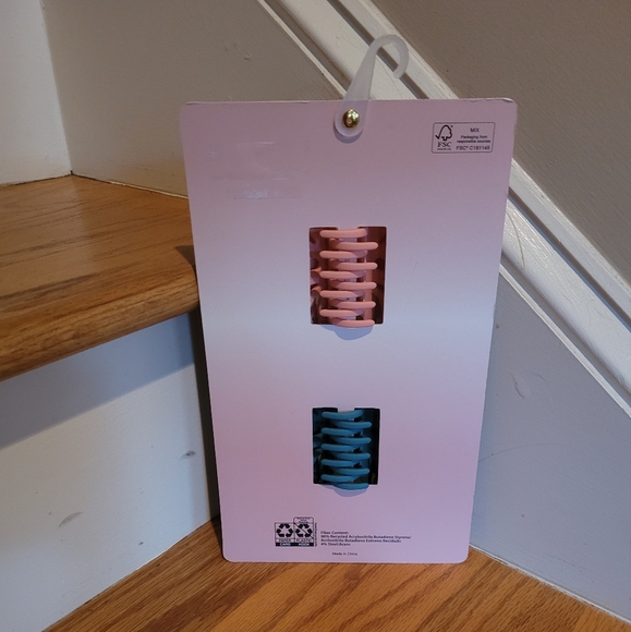 NEW Pink Linen Pink & Teal Butterfly Hair Clips Made From Recycled Plastic - Picture 2 of 2
